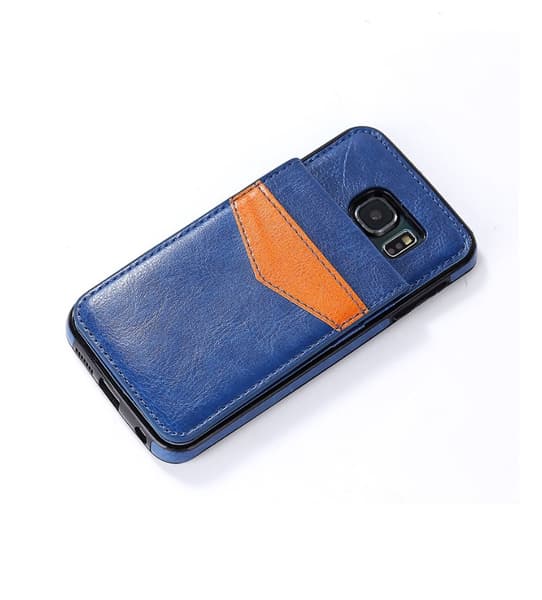 Samsung S7 Edge - LEMANS Läderskal med Plånbok/Kortfack Brun