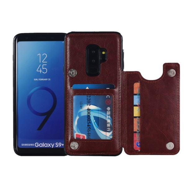 Käytännöllinen kotelo korttilokerolla Samsung Galaxy S9+ (NKOBEE) Röd