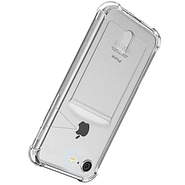 iPhone 16E - Stötsäkert Silikonskal med Kortfack Transparent