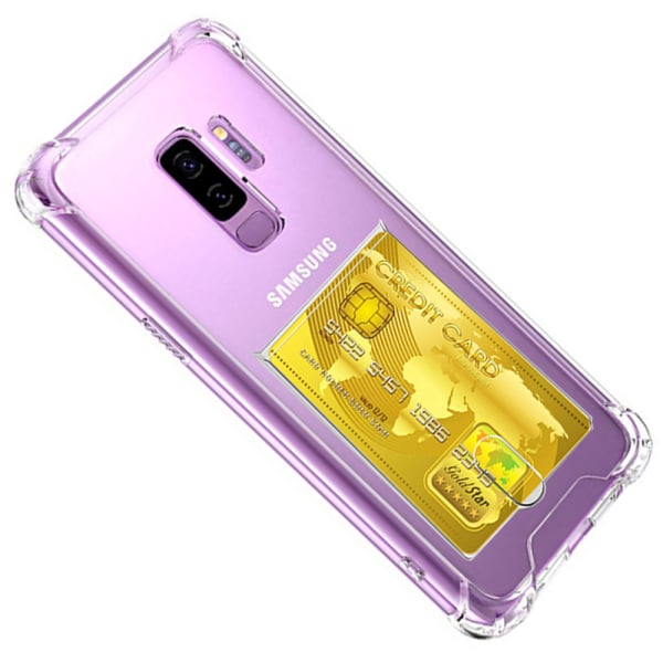 Iskunkestävä silikonikotelo korttipaikalla - Samsung Galaxy S9 Plus Transparent/Genomskinlig