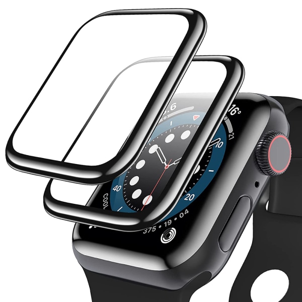 Apple Watch Series 4/5/6/SE 40/44mm näytönsuoja, musta kehys (2 kpl) Transparent 40mm