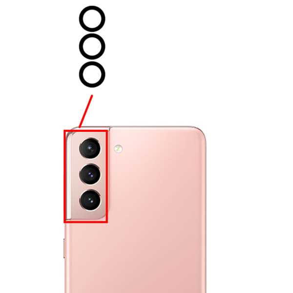 3-PAKKET Samsung Galaxy S21 reservedel for bakkameraobjektiv Transparent