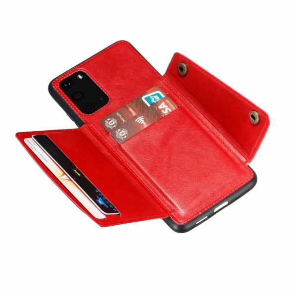 Samsung Galaxy S20 FE - Praktisk retro cover med kortholder Svart