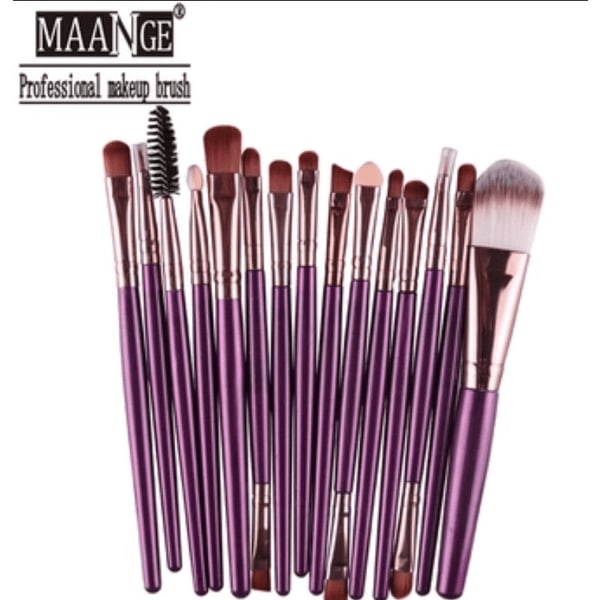 Makeup børster 15in1 fra MAANGE, 12 forskellige farver Lila/Roséguld