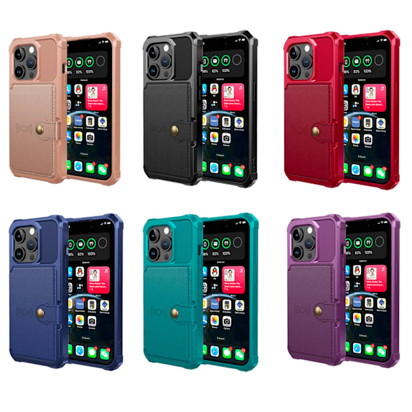Elegant plånboksfodral i lyxigt PU-läder för iPhone 15 Pro Svart