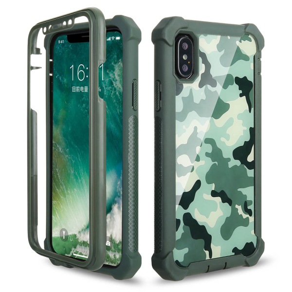 iPhone XR - Eksklusivt EXXO beskyttelsesdeksel med hjørnebeskyttelse Kamouflage Rosa