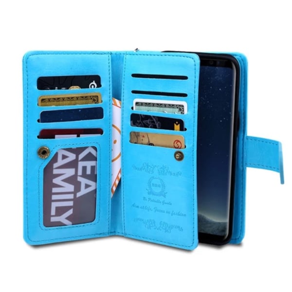 Elegant FLOVEME 9 kort Plånboksfodral för Samsung Galaxy S8+ Vit