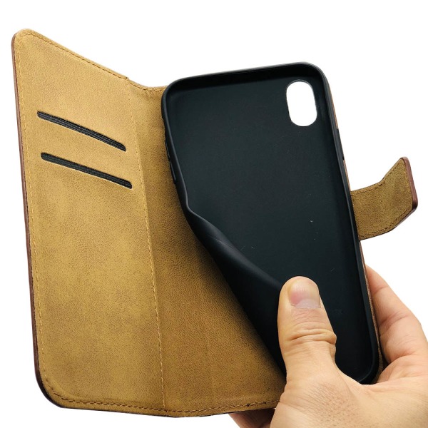 iPhone XR - Stilig lommebokdeksel i skinn fra TOMKAS Brun