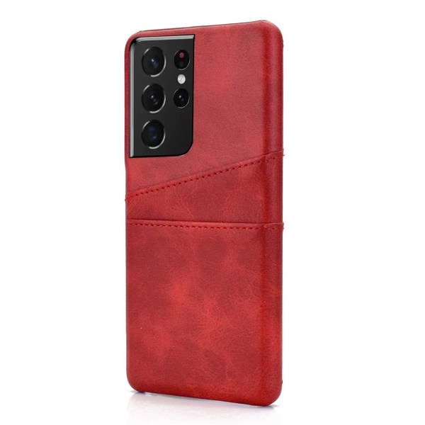 Samsung Galaxy S21 Ultra - Stilig deksel med kortholder Röd