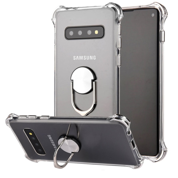 Skal med Ringhållare - Samsung Galaxy S10 Plus Silver