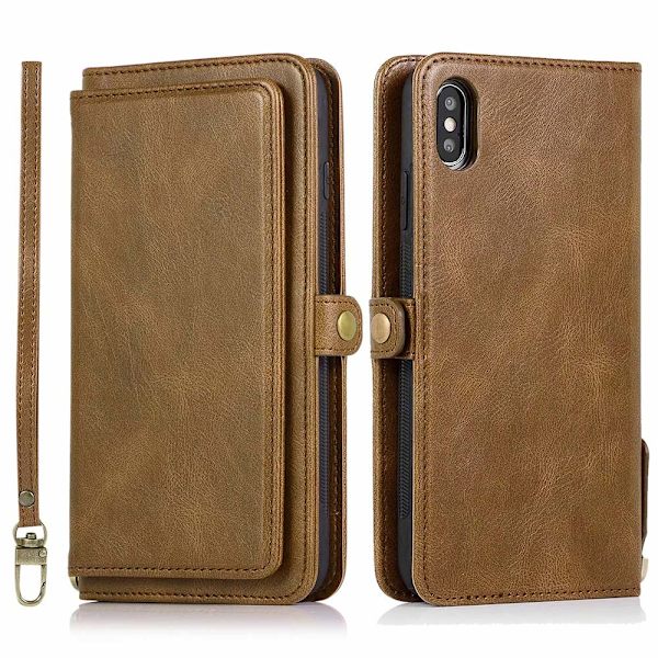 Elegant Dubbelfunktions Plånboksfodral - iPhone X/XS Mörkblå