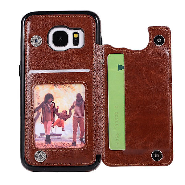 Samsung Galaxy S7 - NKOBEE Lædercover med Pung/Kortlommer Svart