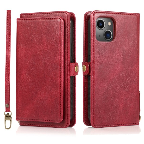 iPhone 15 Plus - Lyxig Plånboksfodral i Läder med Korthållare Roséguld