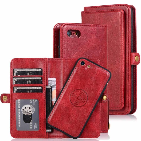 Käytännöllinen lompakkokotelo - iPhone 8 Röd