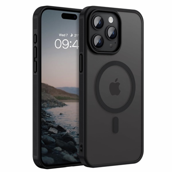 iPhone 15 Pro - Kraftig magnetisk, matt bakdeksel Black