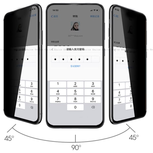 Samsung A80 2.5D Anti-Spy 3-PACK Skärmskydd Ram 9H Svart