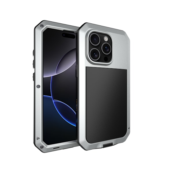 iPhone 16 Pro - Skyddande HEAVY DUTY Aluminium Skal Silver