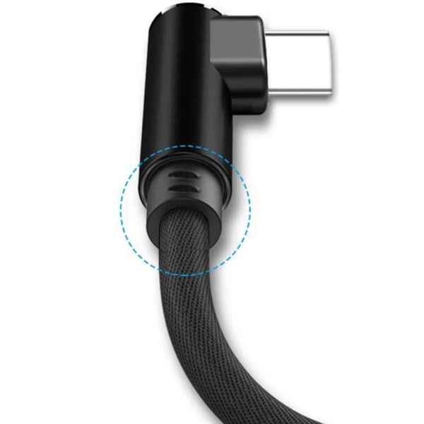 Kraftfull Snabbladdnings Kabel USB-C (Type-C) Svart 1 Meter