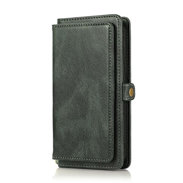 iPhone 15 Pro - Elegant Plånboksfodral i Lyxigt Läder med Korthållare Dark green