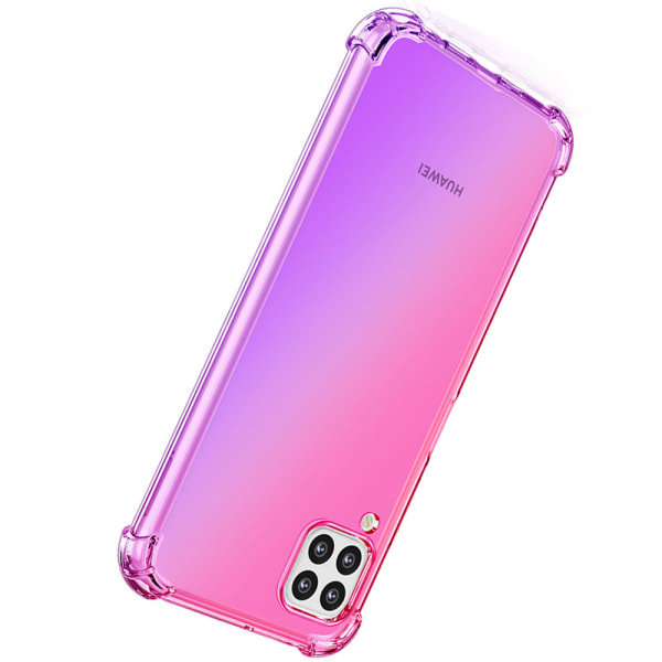 Huawei P40 Lite - Gennemtænkt Floveme Silikone Cover Blå/Rosa