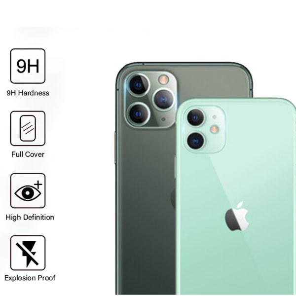 iPhone 11 Pro Max takakameran linssin suojaus 9H 2.5D FullCover Transparent/Genomskinlig