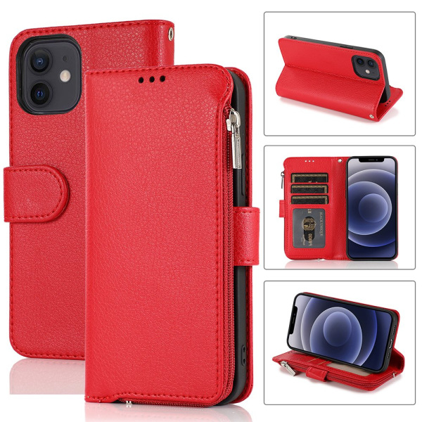 iPhone 12 Mini - Tyylikäs ja vankka lompakkokotelo Röd