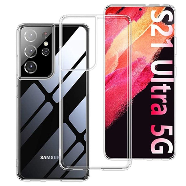 Samsung Galaxy S21 Ultra - Stødabsorberende Floveme silikonetui Transparent/Genomskinlig