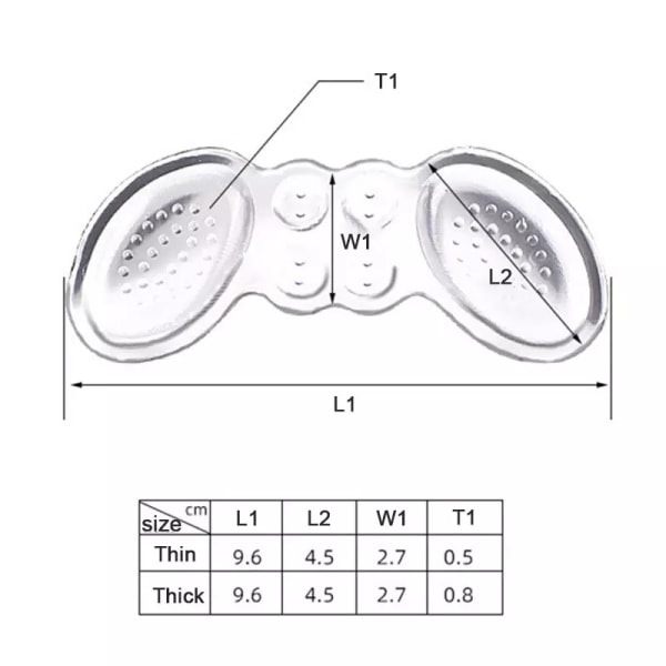 Glatt Komfortabel Silikon Jelly Heel Inserts Skoinnlegg TUNN