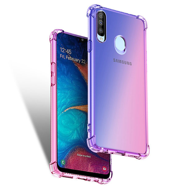 Samsung Galaxy A20S - Ainutlaatuinen Radiant Floveme -silikonisuoja Rosa/Lila