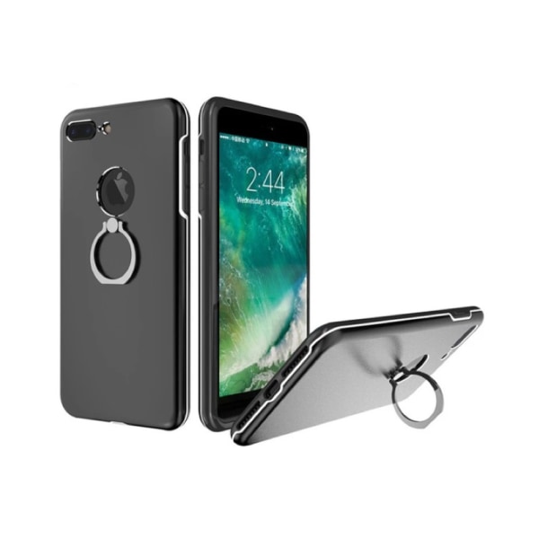 Elegant Smart iPhone 7 Plus-deksel med Ringholder fra KISSCASE Svart