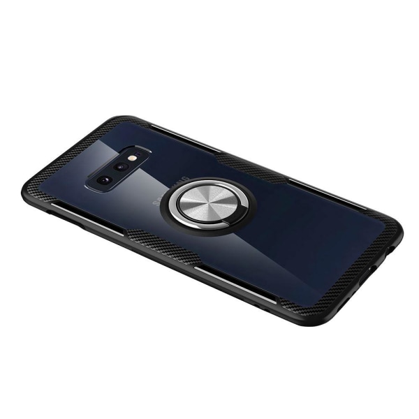 Stilfuldt LEMAN cover med ringholder - Samsung Galaxy S10e Svart/Silver