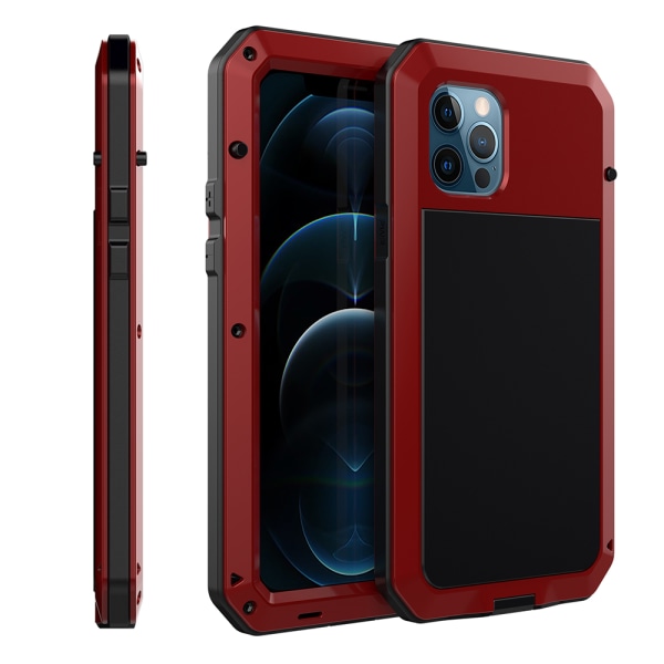 iPhone 12 Mini - Kraftfullt HEAVY DUTY 360-Aluminiumfodral Röd