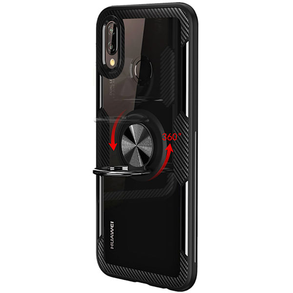 Huawei P20 Lite - Skal med Ringhållare Blå/Blå