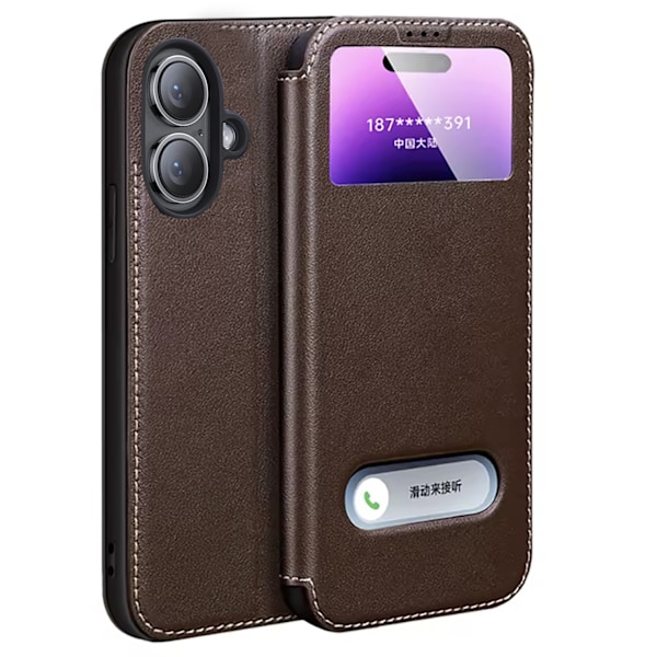 iPhone 16 - Elegant och skyddande läderskal från Leman Svart