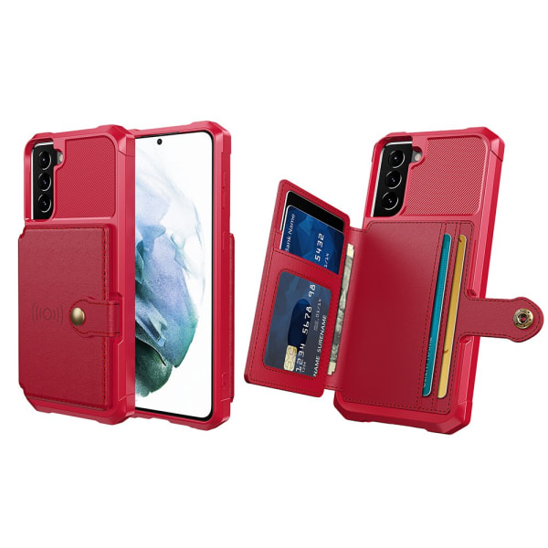 Stilsäkert Skal med Korthållare - Samsung Galaxy S23 Plus Röd