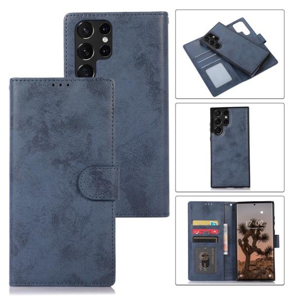 Stilig lommebokdeksel med to funksjoner - Samsung Galaxy S23 Ul Marinblå