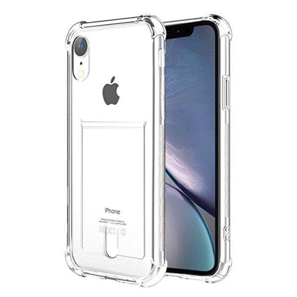 iPhone XR - Støtdempende Floveme Skal med Kortholder Transparent/Genomskinlig