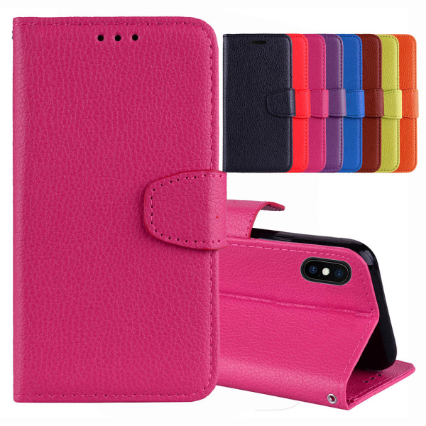 Käytännöllinen kotelo lompakolla iPhone XR:lle Röd