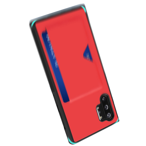 Samsung Galaxy Note10+ - Effektfullt Skal med Kortfack Röd