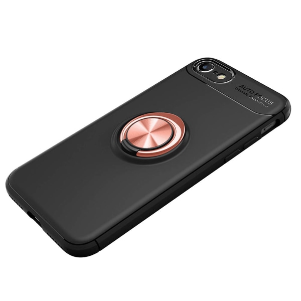 Praktisk deksel fra autofokus med ringholder - iPhone 8 Svart/Svart