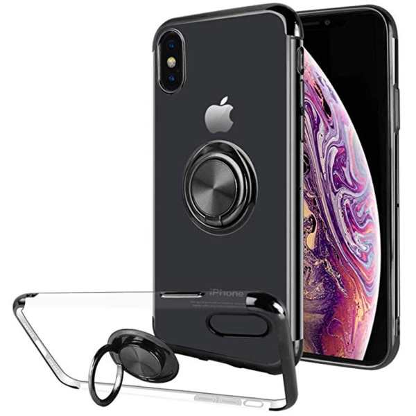 iPhone X/XS - Praktisk Silikon Skal Ringholder Silver Silver