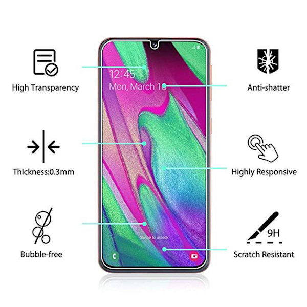 2-PACK Samsung Galaxy A40 Standard Skärmskydd HD 0,3mm Transparent/Genomskinlig