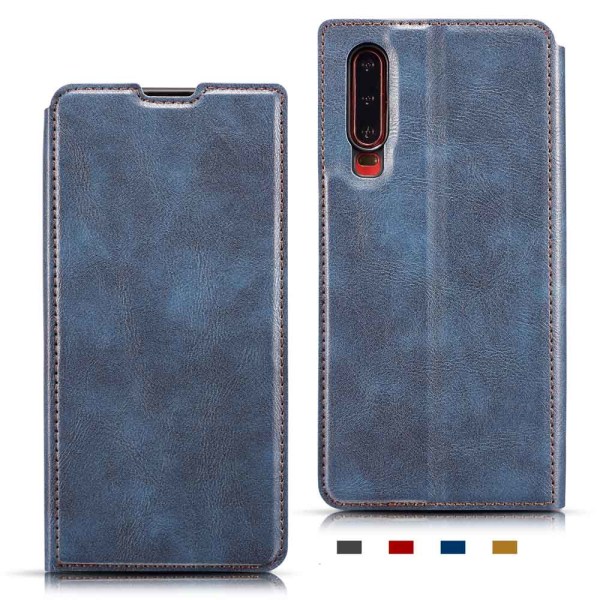 Huawei P30 - Praktisk Smart Wallet Veske VINTAGE Svart Svart