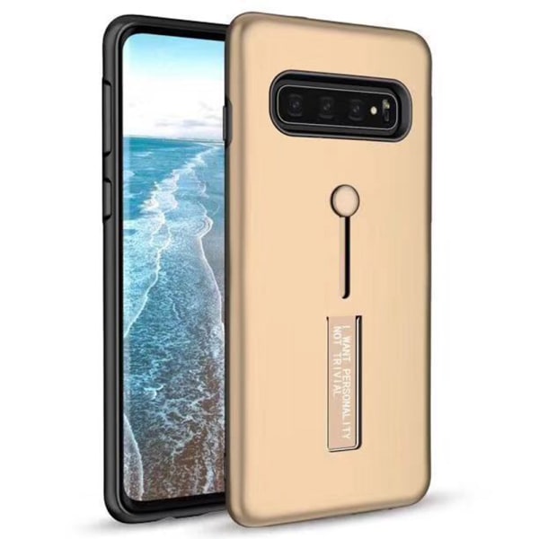 Samsung Galaxy S10 Plus - Smart Cover med Silikonering Guld