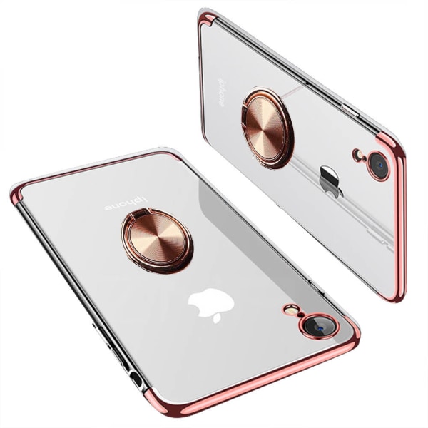 Elegant silikonetui FLOVEME med ringholder - iPhone XR Silver