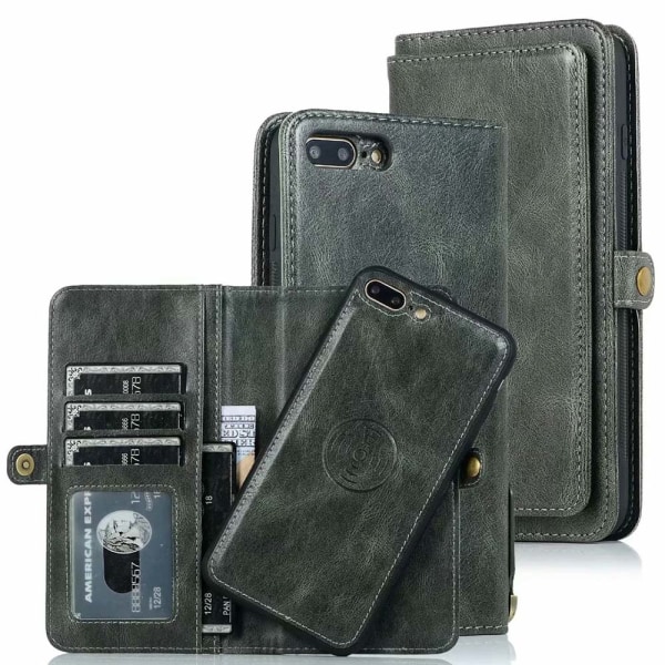 Gjennomtenkt lommebokdeksel - iPhone 8 Plus Mörkgrön