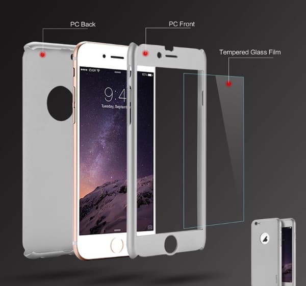 Praktiskt Skyddsfodral för iPhone 7 PLUS (Fram och bak) SVART Svart