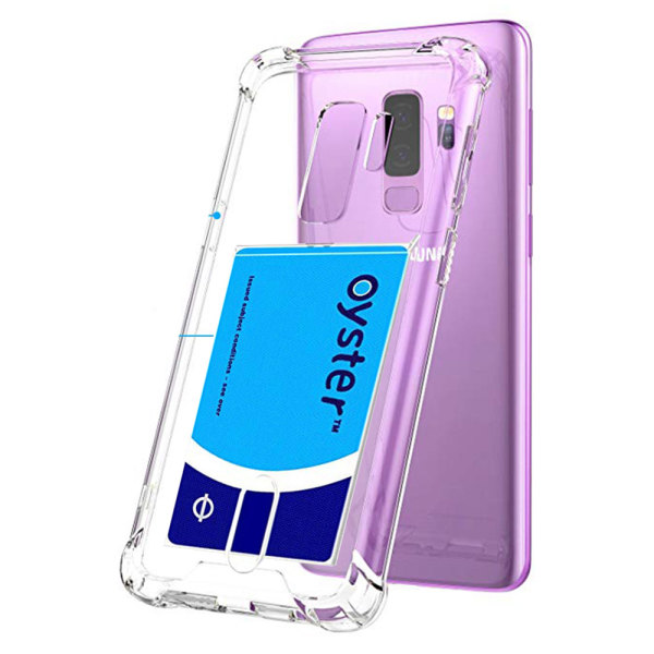 Iskunkestävä silikonikotelo korttipaikalla - Samsung Galaxy S9 Plus Transparent/Genomskinlig