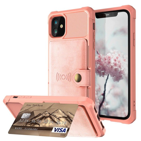 iPhone 12 Mini - Beskyttende praktisk etui med kortholder Roséguld