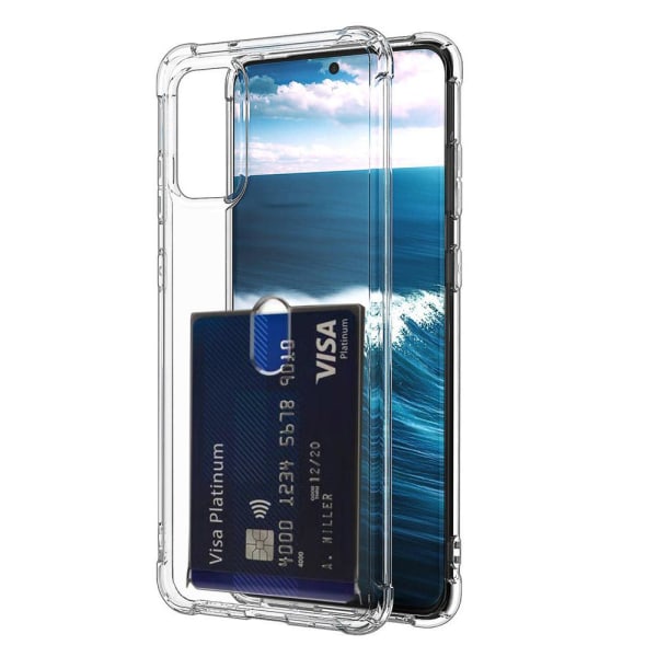 Samsung Galaxy Note 20 Ultra - Beskyttende Silikone Cover Kortholder Transparent/Genomskinlig